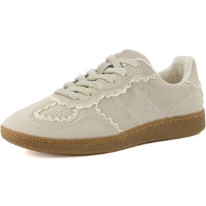 Women's Cream Lace-Trim Sneakers